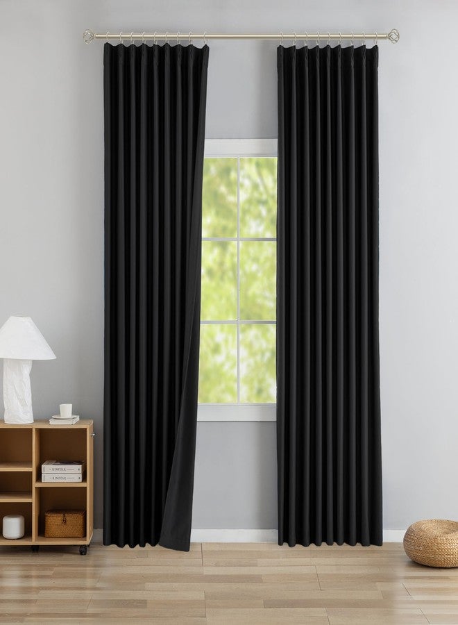 DONREN Black Pinch Pleated Blackout Curtains with Hooks - 104 inch Length Room Darkening Thermal Insulated Window Curtain Panels for Living Room Bedroom 2 Panel 40" Wx104 L - Image 1